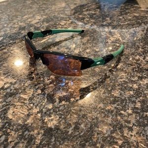 Oakley Flak sunglasses with green bars